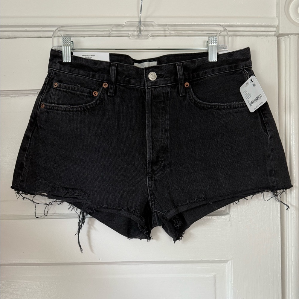 Agolde Parker Black Jean Shorts Cut-Off Style